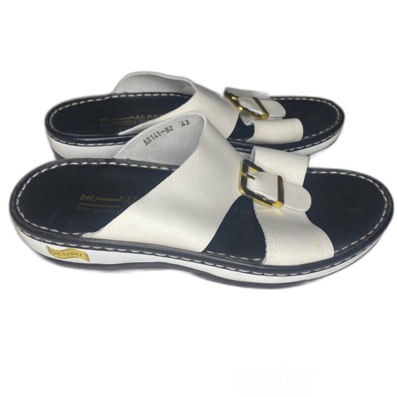 Al Rabee Italian Leather Handmade Sandals Slip-On Slide Platform Men 10 43 White main image 8